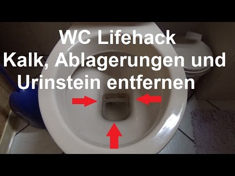 Hartnäckige Kalkflecken Urinstein entfernen Toilette WC Klo reinigen putzen Essig und Backpulver