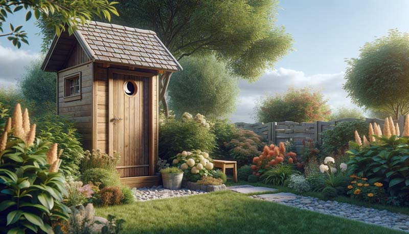 Toilettenhäuschen im Garten